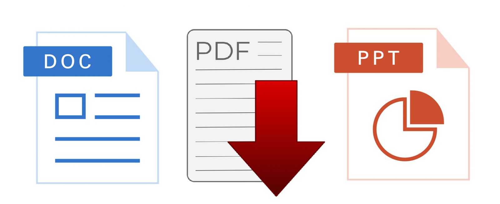 Icons for Word, PDF, and PowerPoint files.